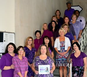 The Franklin Clerk office goes purple to raise awareness and support for Domestic Violence.
